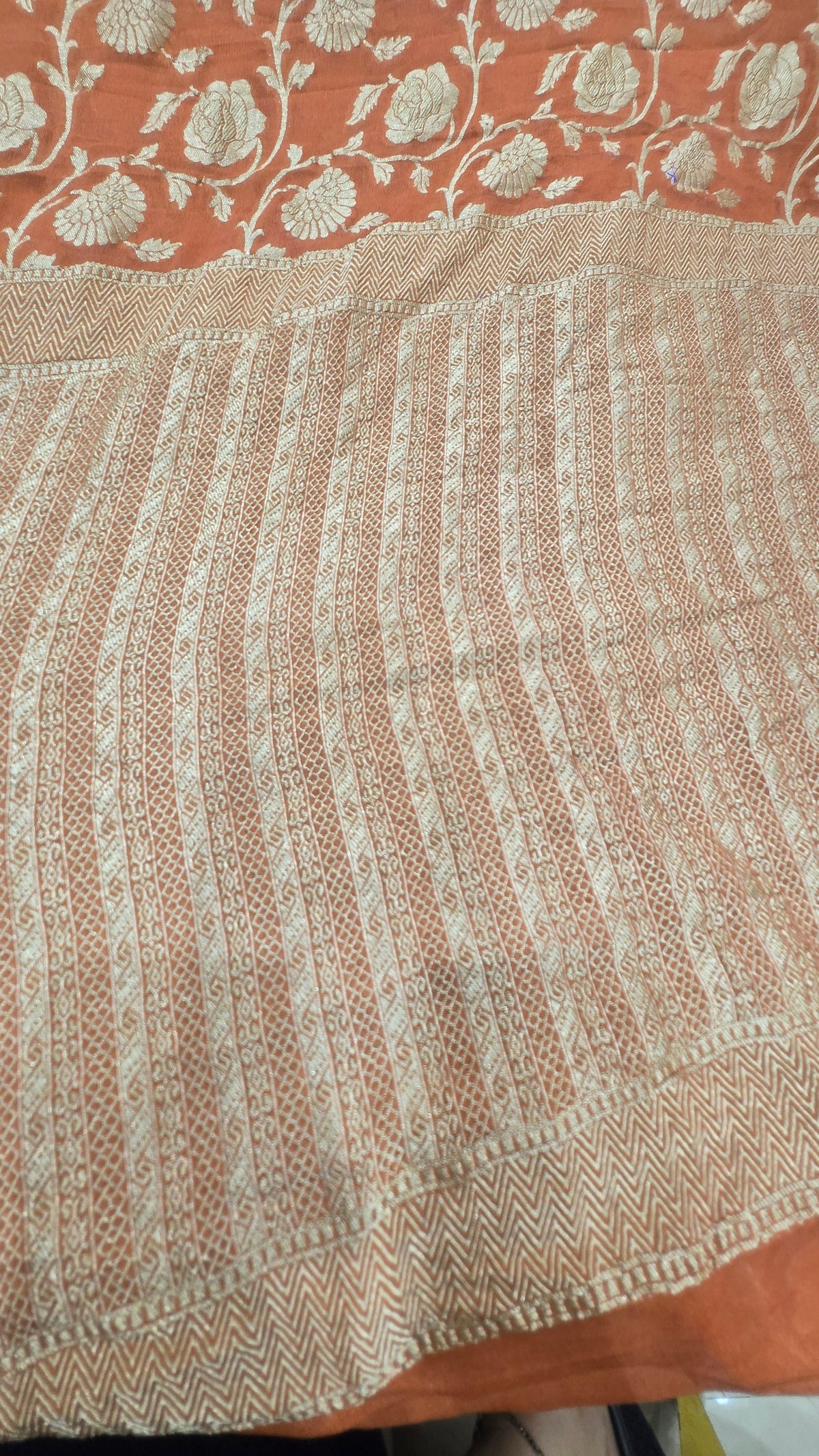 Orange Khaddi Banarasi Georgette Saree