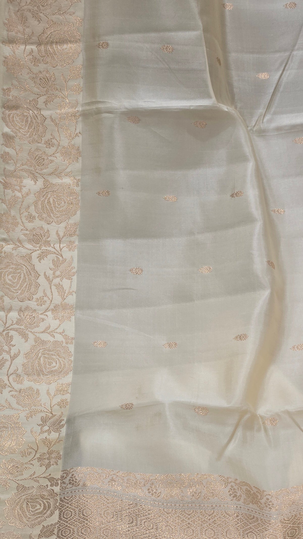 Cream Mango Katan Silk Saree