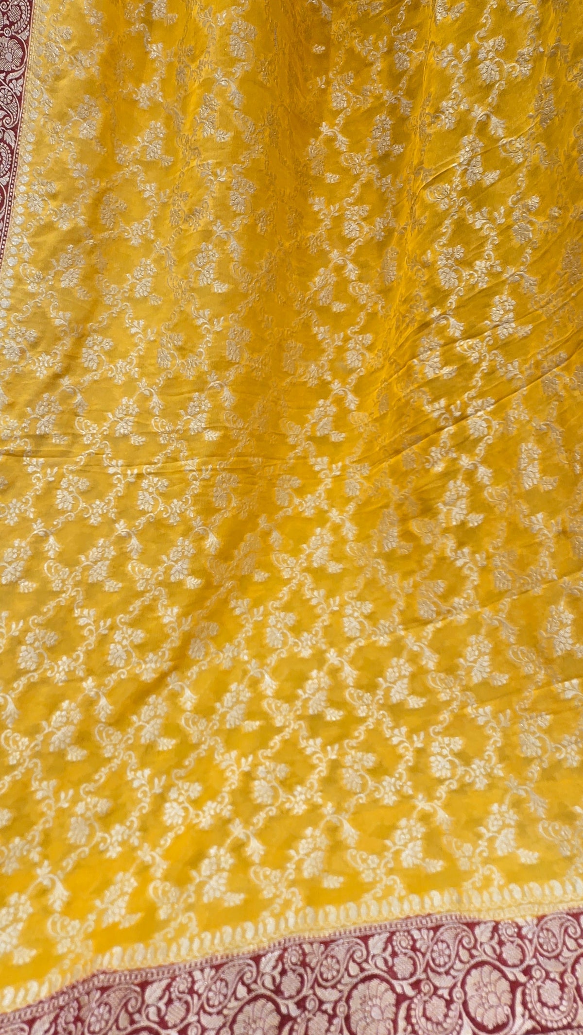 Yellow Khaddi Banarasi Georgette Saree