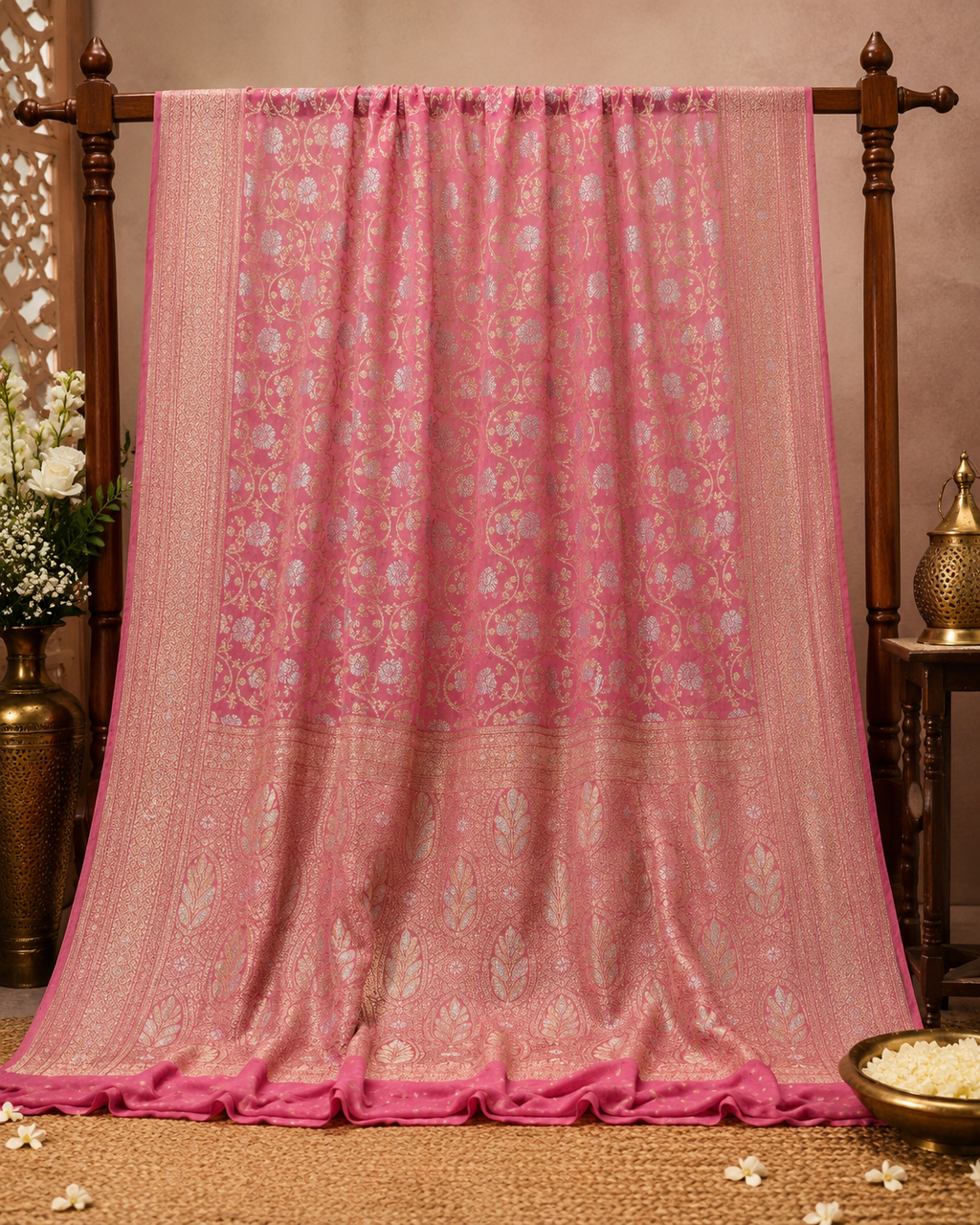 Premium Light Pink Georgette Saree with Sona Rupa Zari Weaving