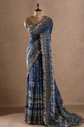 Blue bollywood designer saree