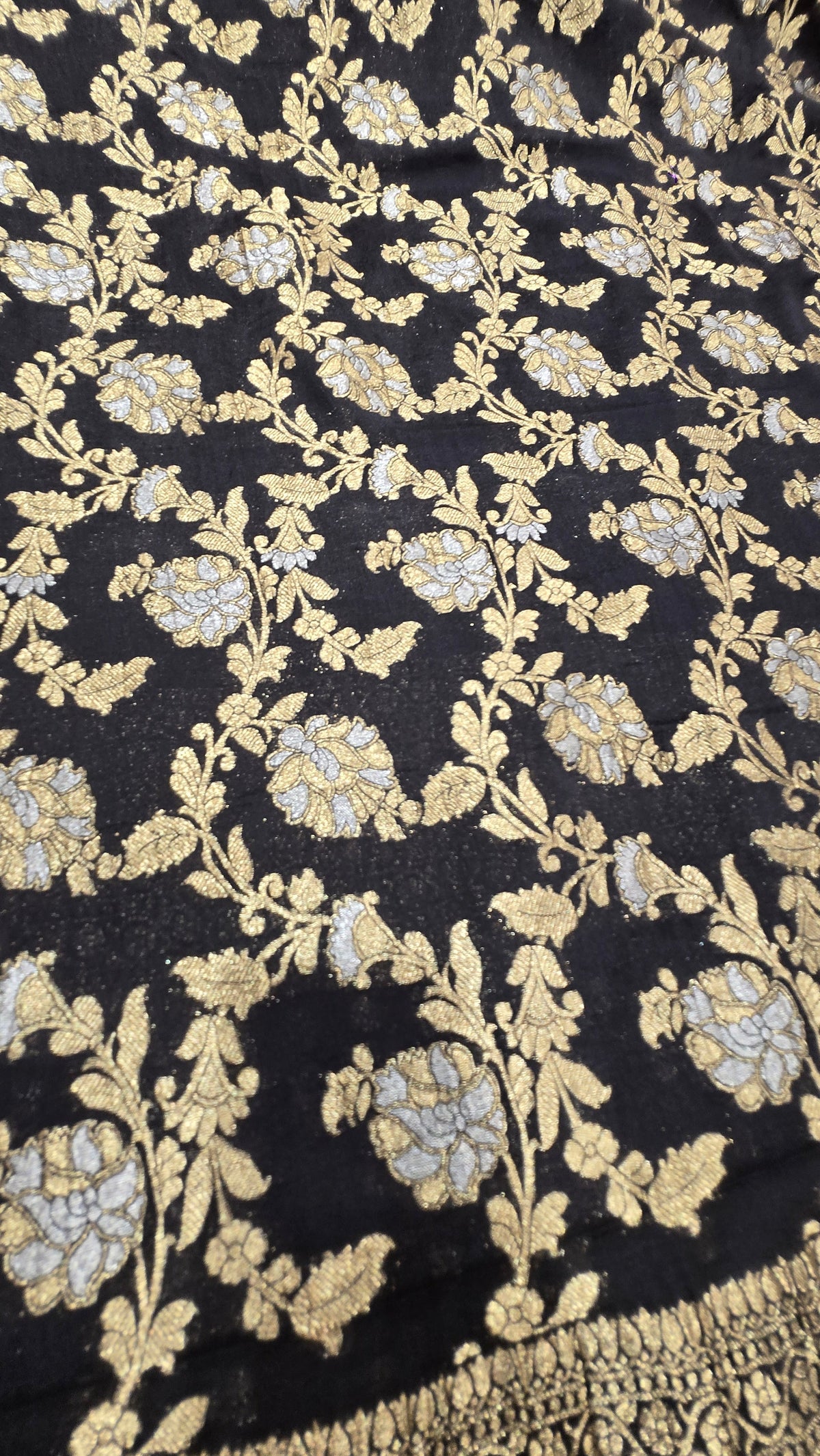 Premium Georgette Saree with Sona Rupa Floral Jaal Zari Weaving