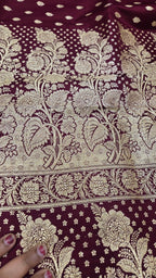 Dark Maroon Pure Banarasi Saree