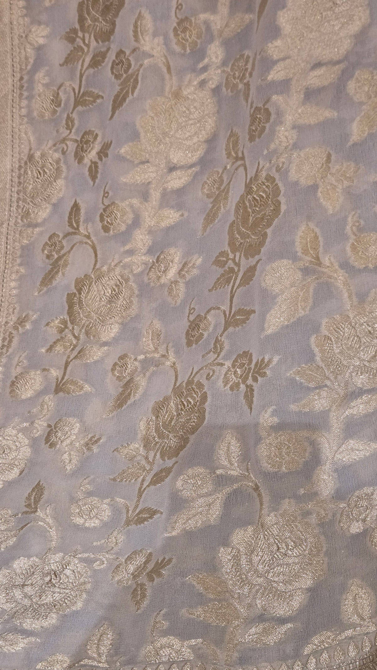 Off White Khaddi Banarasi Georgette Saree