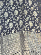 Khaddi Georgette Saree | Handwoven Silver Zari Weaving