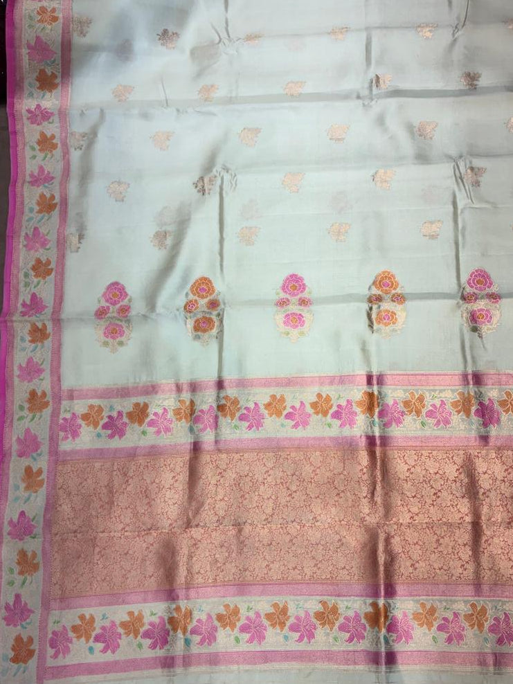 Premium Banarasi Silk Saree with Meenakari Zari Weaving