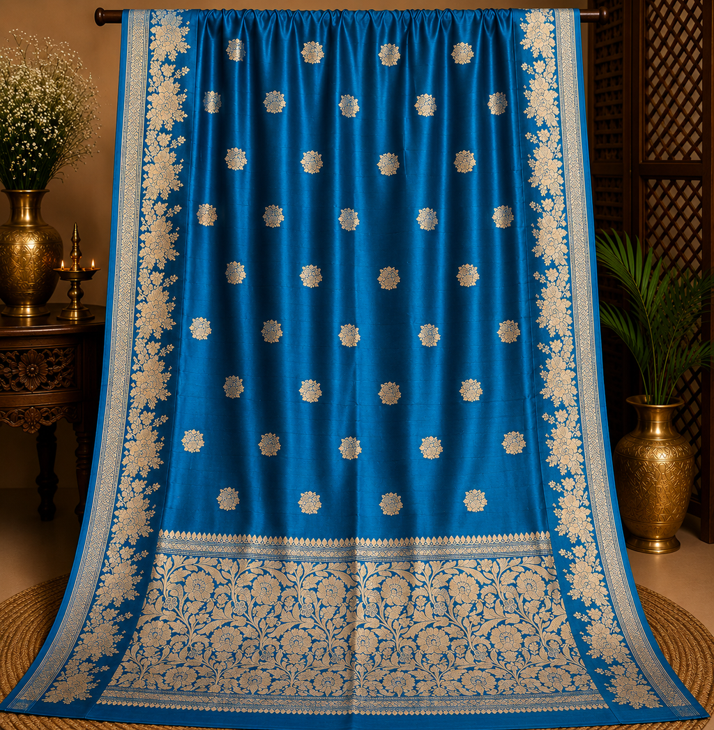 Firozi Mango Katan Silk Saree