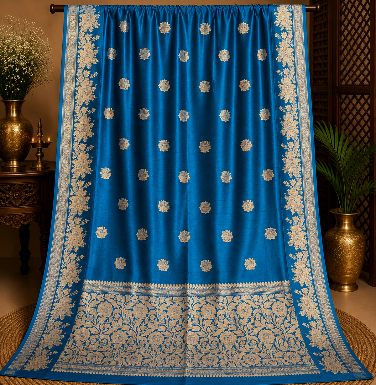 Firozi Mango Katan Silk Saree