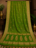 Emerald Green Chiffon Banarasi Saree