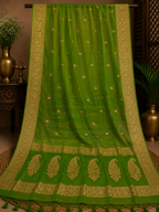 Emerald Green Chiffon Banarasi Saree