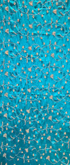 Turquoise Blue Chiffon Saree