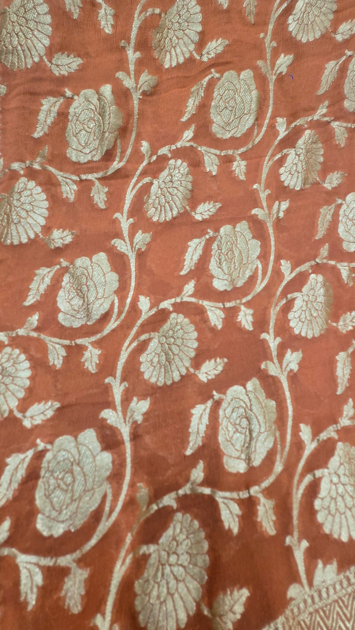 Orange Khaddi Banarasi Georgette Saree
