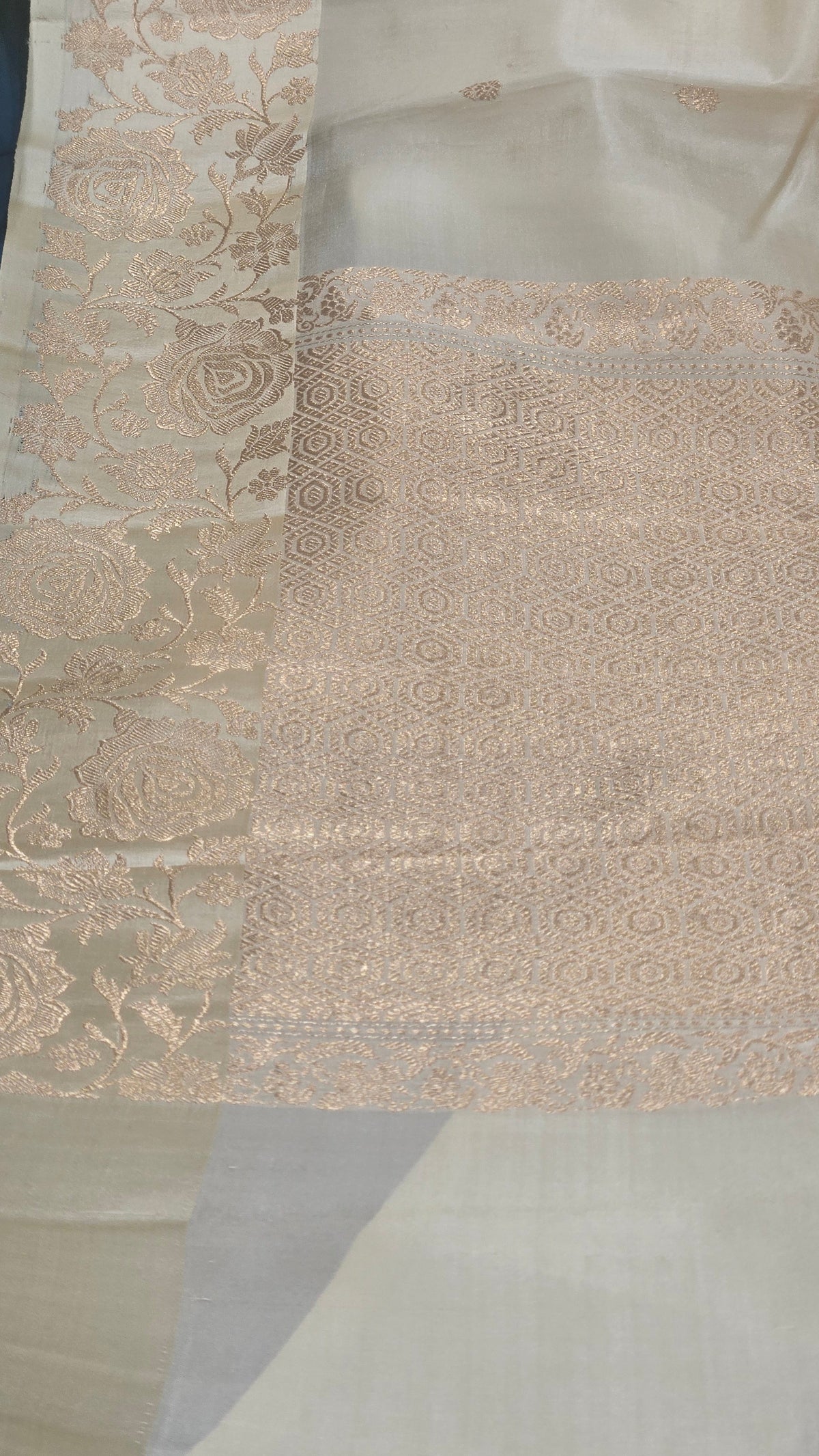 Cream Mango Katan Silk Saree