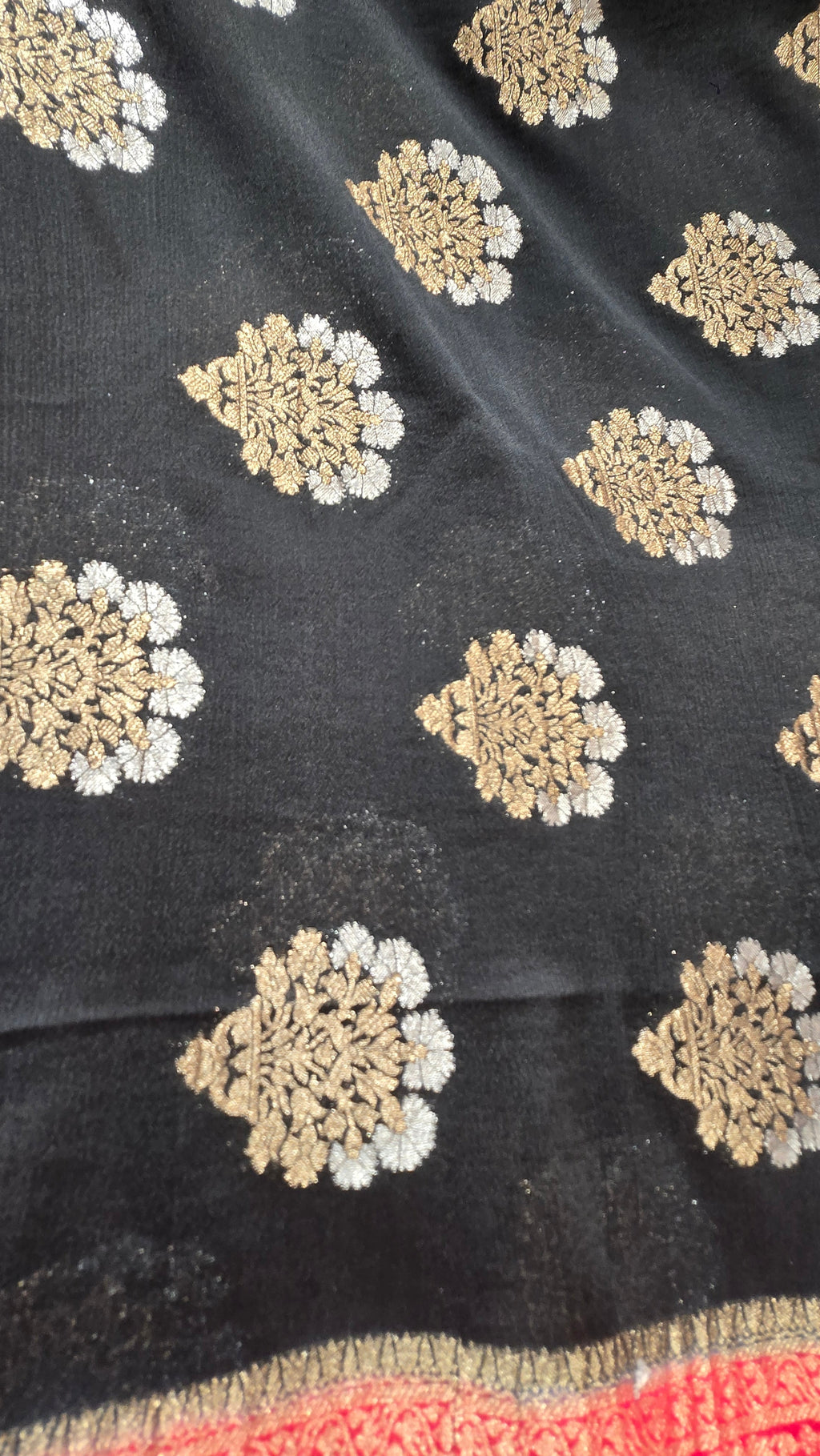 Premium Black Chiffon Saree with Sona Rupa Zari Weaving