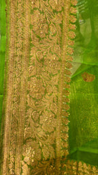 Emerald Green Chiffon Banarasi Saree
