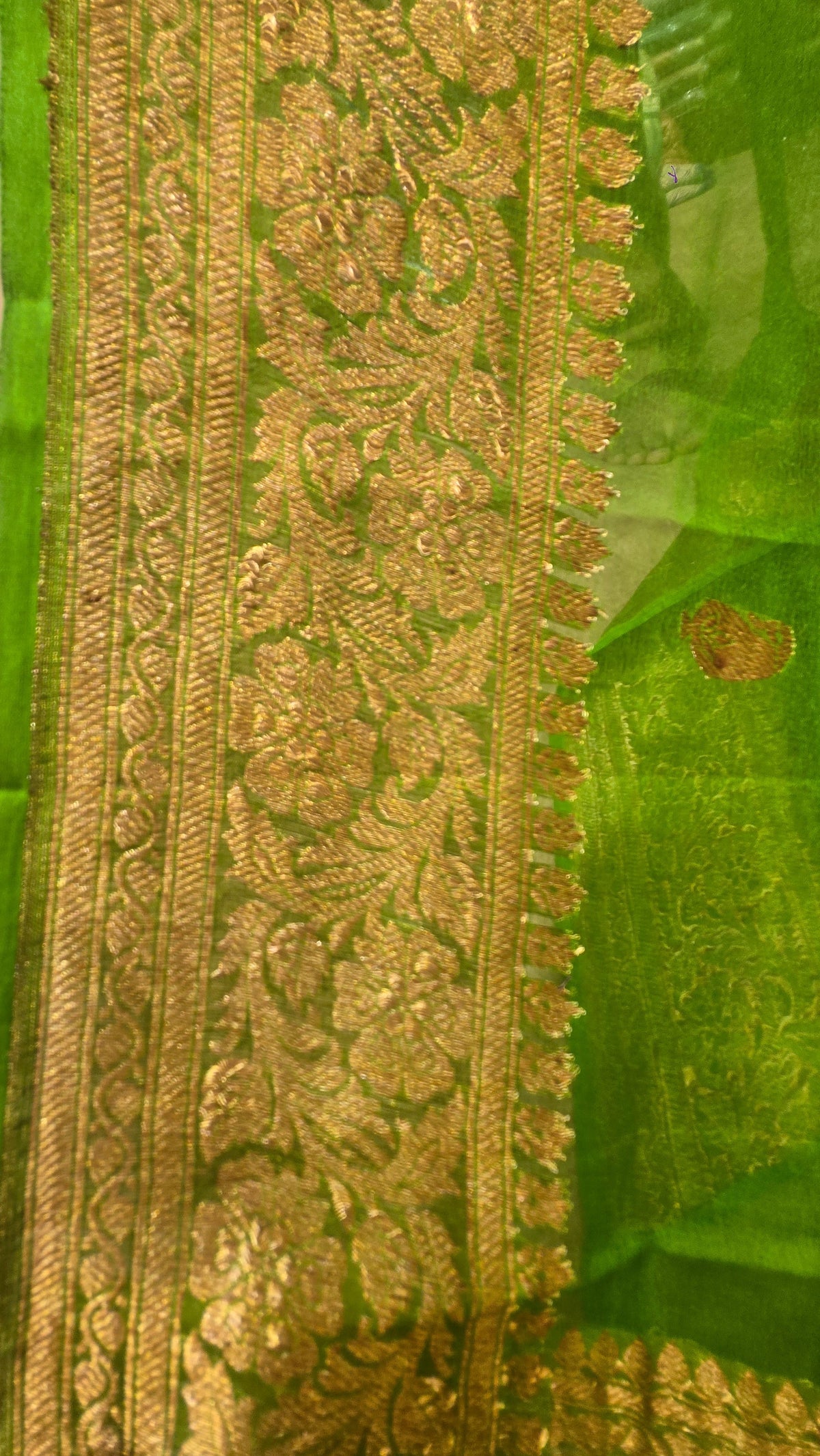 Emerald Green Chiffon Banarasi Saree