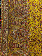 Mustard Yellow Designer Georgette Saree with All-Over Thread Embroidery & Heavy Woven Border