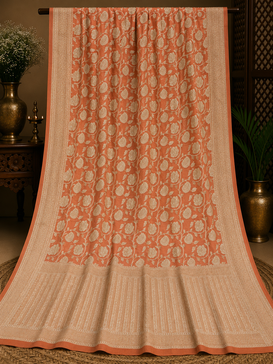 Orange Khaddi Banarasi Georgette Saree