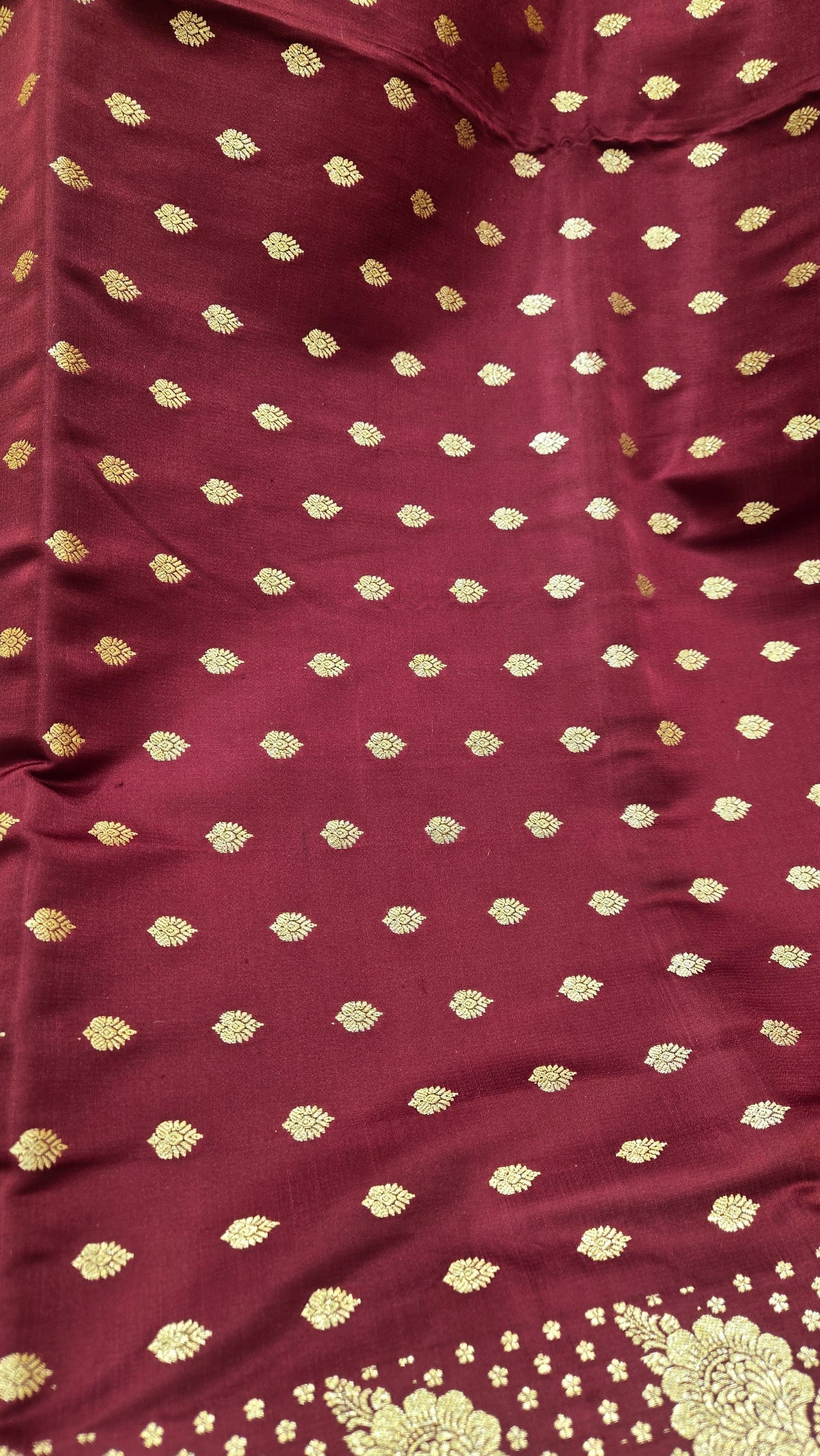 Dark Maroon Pure Banarasi Saree