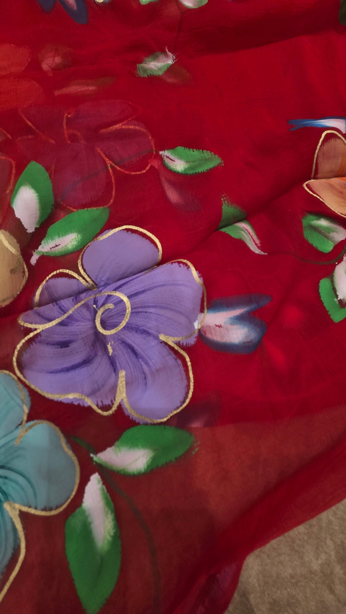 Chiffon Floral Paint Saree