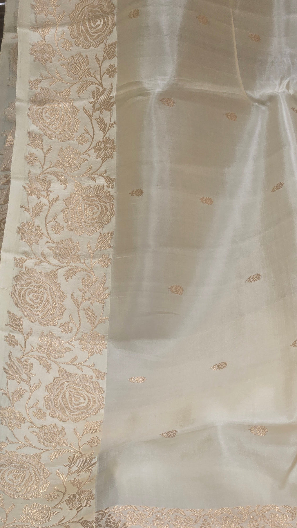 Cream Mango Katan Silk Saree