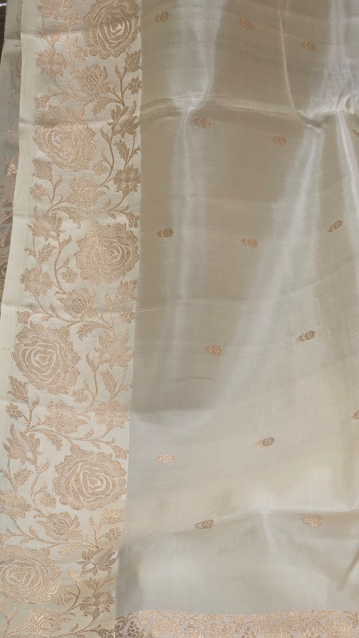 Cream Mango Katan Silk Saree