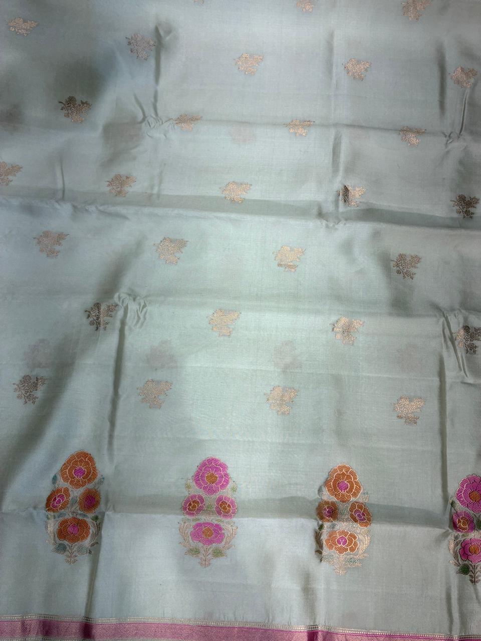 Premium Banarasi Silk Saree with Meenakari Zari Weaving