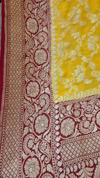 Yellow Khaddi Banarasi Georgette Saree