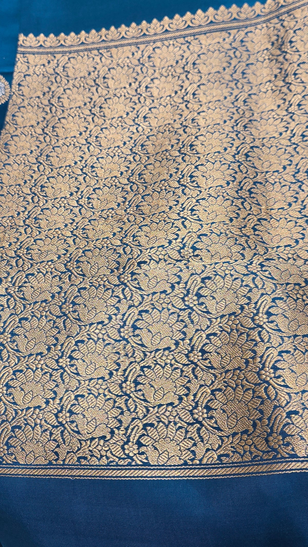 Peacock Blue Mango Katan silk Saree