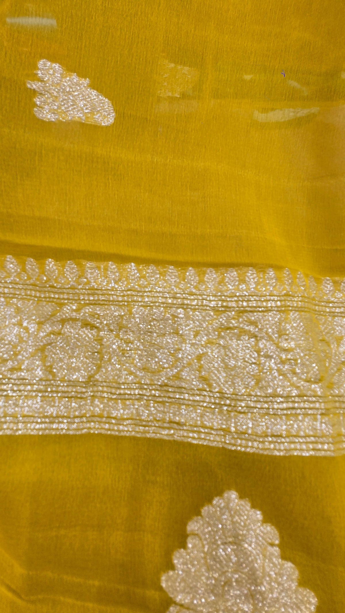 Mehndi Chiffon Banarasi Saree