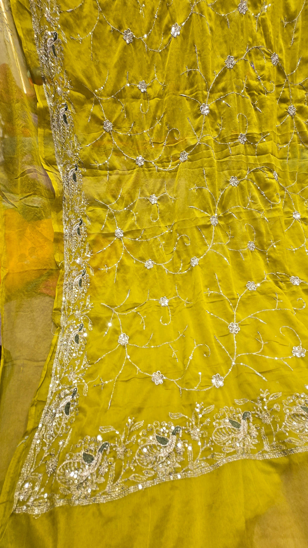 Yellow georget saree