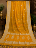 Yellow Chiffon Banarasi Saree