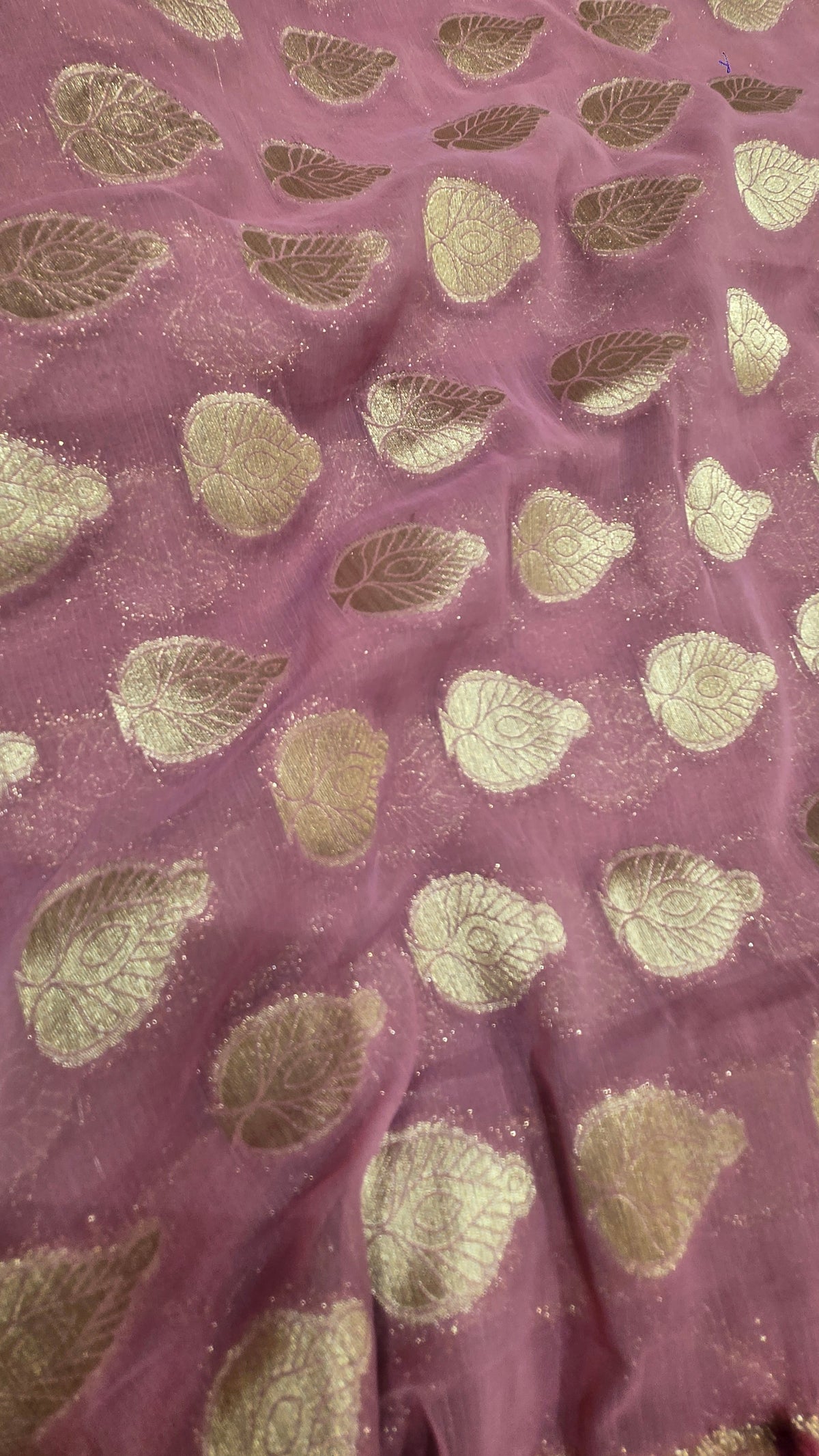 Premium Semi Chiffon Saree with Silver Buti & Contrast Border