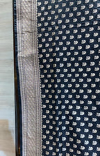 Premium Black Banarasi Silk Saree with Silver Zari Weaving