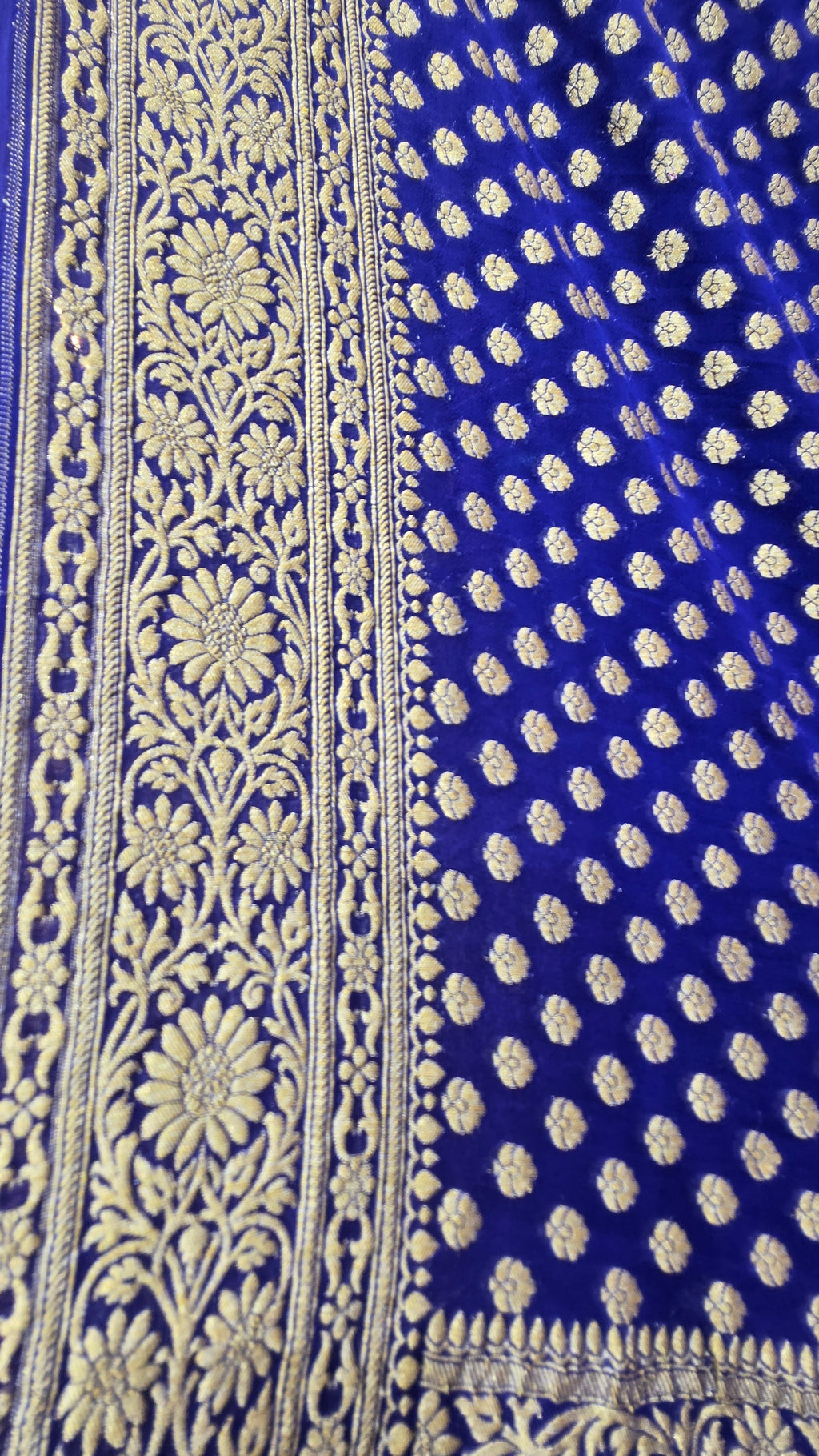 Royal Blue Khaddi Georgette Banarasi Saree